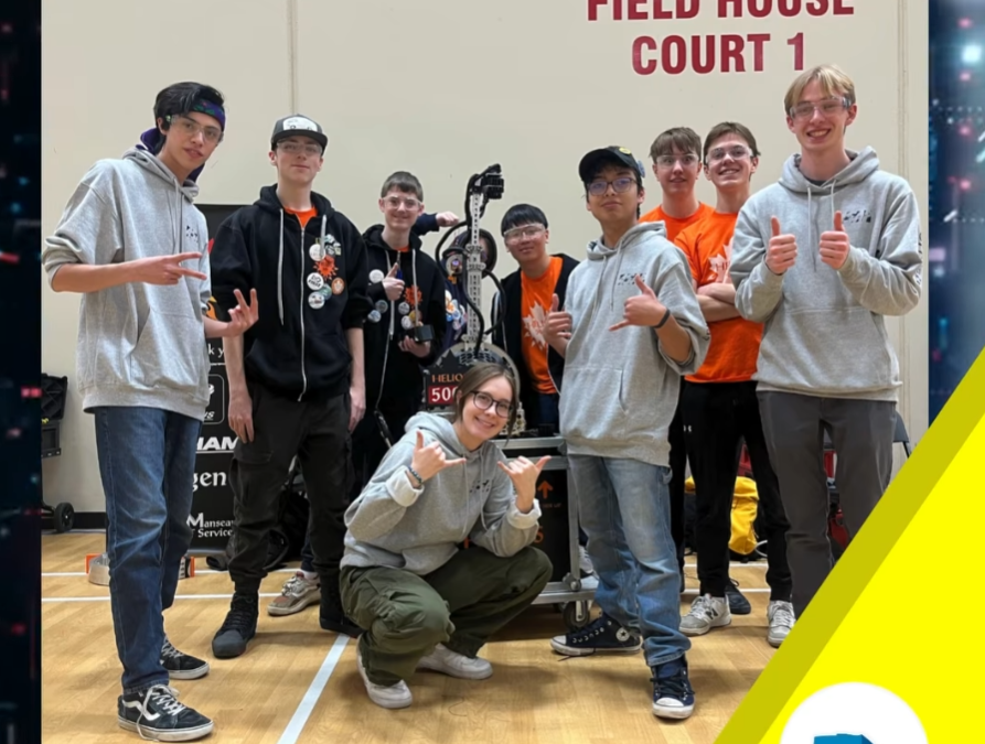 Raymond students on stage for the World Robotic Competition!